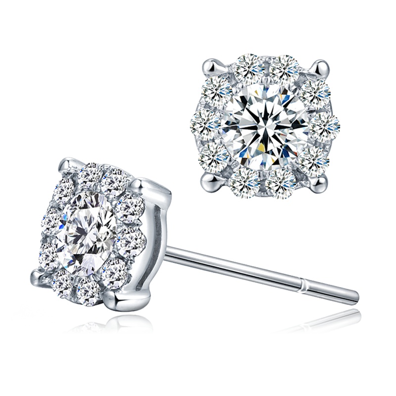 恒久之星 18K金共40分 钻石耳钉 女款群镶钻石耳饰/结婚求婚订婚耳钉女