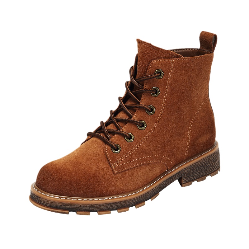 达芙妮冬绒面BF风户外厚底英伦风牛皮马丁靴