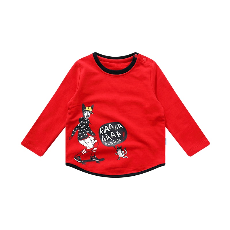 宝贝巴迪童装19年秋季新品男童圆领纯棉卡通长袖T恤8831102