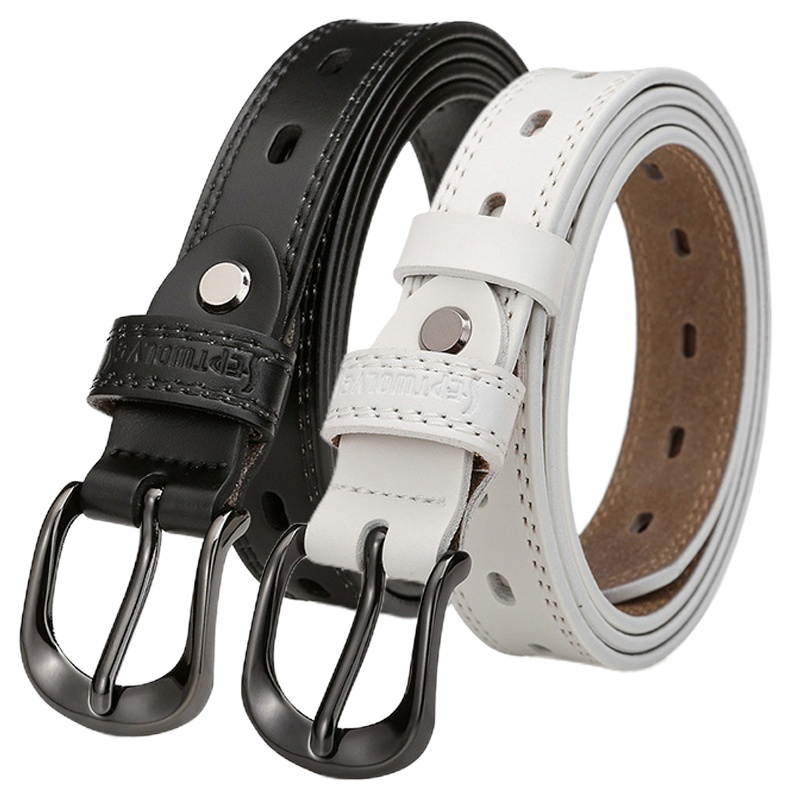 七匹狼(SEPTWOLVES)腰带女牛皮复古裤带女士牛皮休闲多孔针扣青年真皮皮带