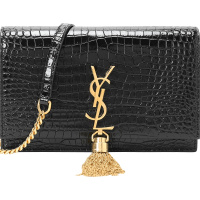 预订SAINT LAURENT（YSL） KATE系列 小号 流苏穗 鳄鱼压纹 单肩斜跨链条包452159 金链