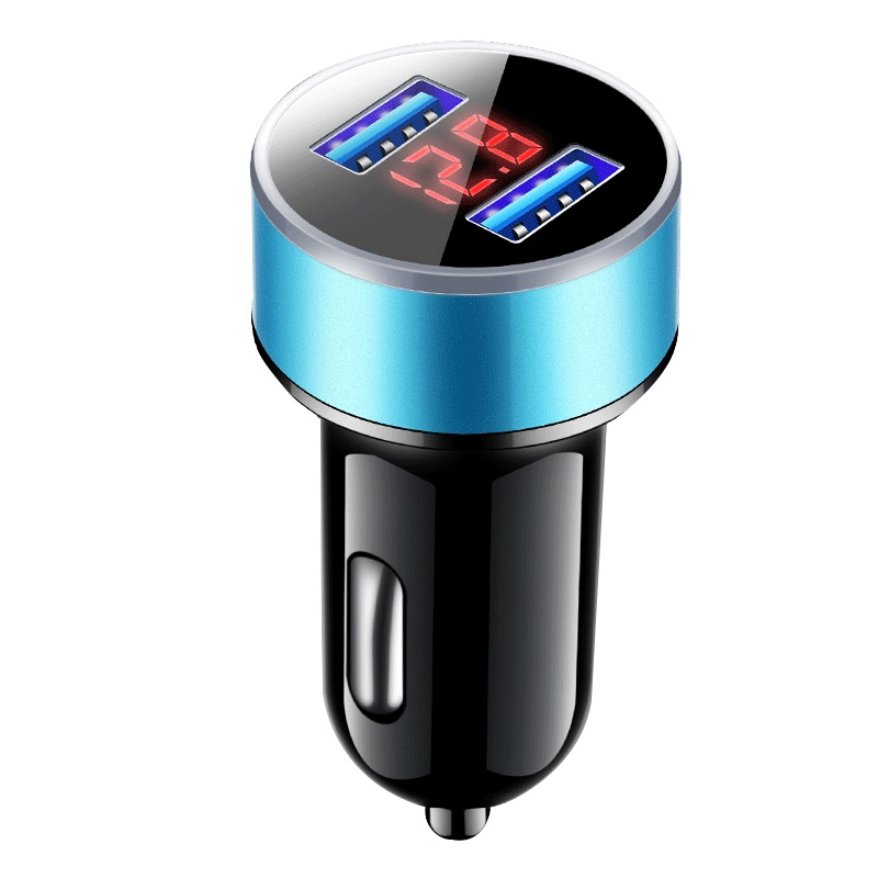 TAOERJ/淘尔杰[3.1A]多功能一拖二车载充电器 12V24V通用点烟器插头双usb接口 电压实时监控(颜色随机)