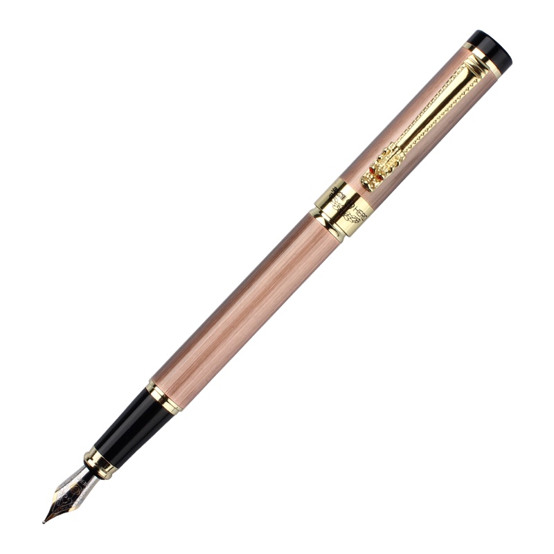 英雄钢笔古铜色6006霸气龙夹墨水铱金笔练字成人商务办公0.5mm礼物送礼定制logo免费刻字