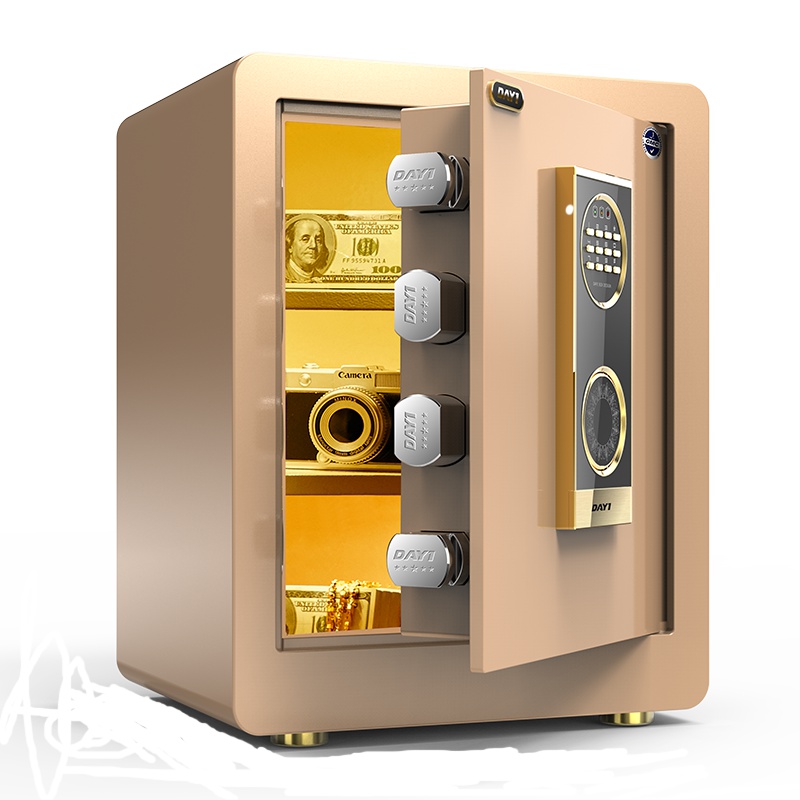 [大一]大一保险柜家用小型 45CM密码型三层防盗办公室文件柜 远程智控保险箱床头隐形入墙 咖啡金