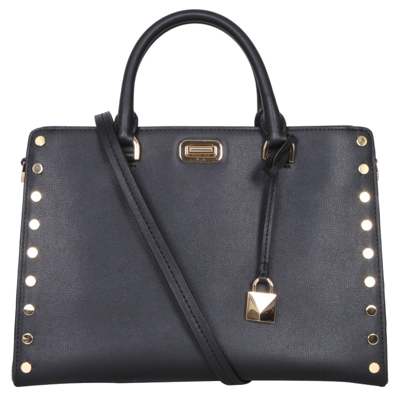 MICHAEL KORS 女士黑色皮质手提包斜跨包30T7GYFS3L BLACK