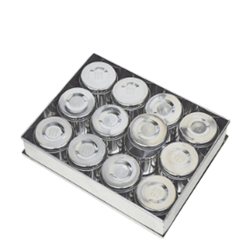 304不锈钢幼儿园食品留样盒学校食堂小号保鲜盒调料罐饭菜盅新12头留样盒 高8cm