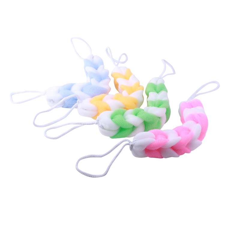 茶花搓澡巾搓背长条洗澡巾拉背条搓泥澡巾可伸缩沐浴球带绳子浴花沐浴条