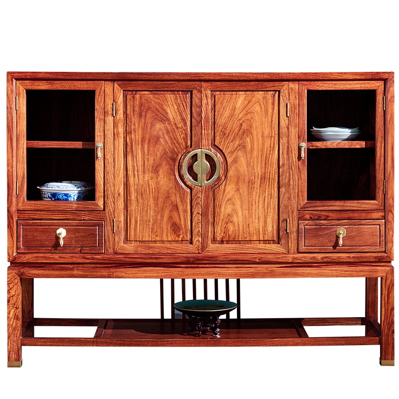 周家庄 红木家具非洲花梨(学名:刺猬紫檀)餐边柜 实木餐边柜 酒水柜 茶水柜 新中式东方经典储物柜 餐边柜