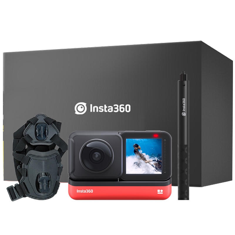 Insta360 ONE R 全景版 宠物Vlog礼盒(主机+120cm自拍杆+宠物配件)运动相机全景相机运动摄像机