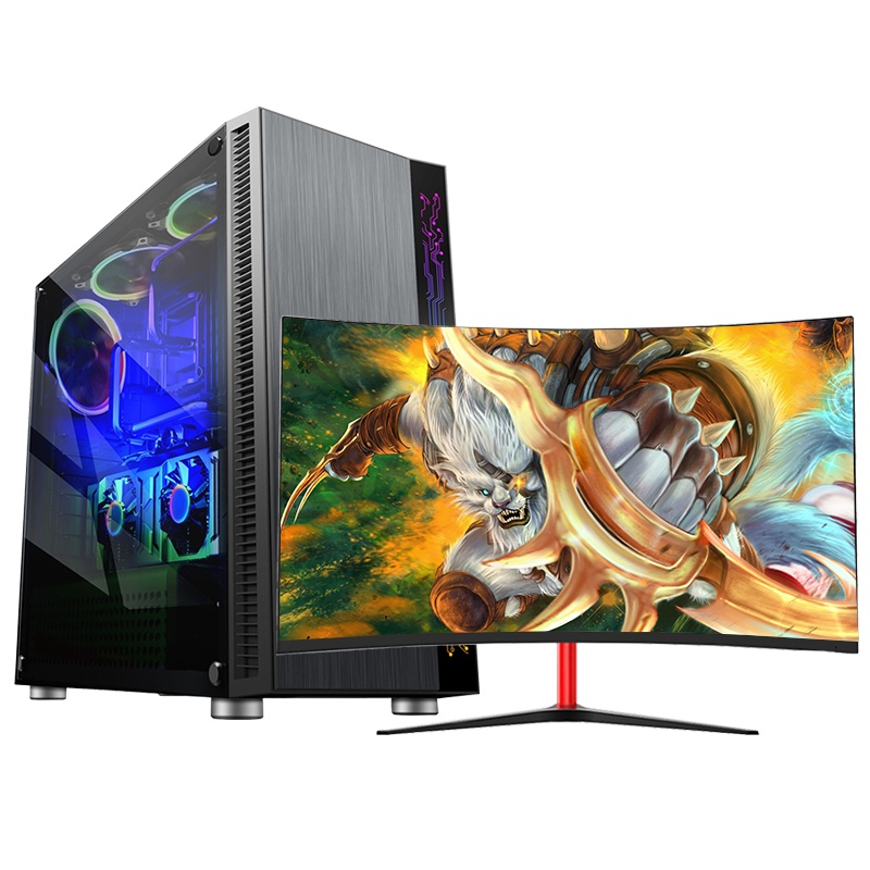 世纪之星 酷睿i7四核/AMD Radein 游戏独显/8GB内存/256GB固态 家用办公商用娱乐游戏电脑 台式机 台式电脑 DIY组装机 组装电脑 电脑主机+27英寸显示器全套