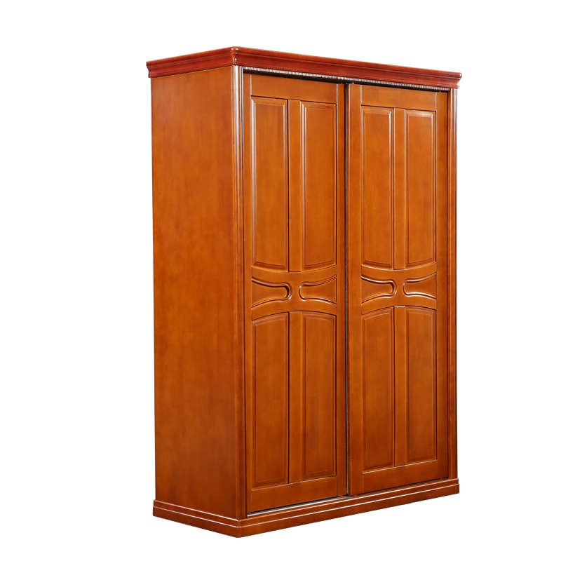 HiBoss中式2门衣柜实木户型推拉门简约现代小移门经济型更衣柜