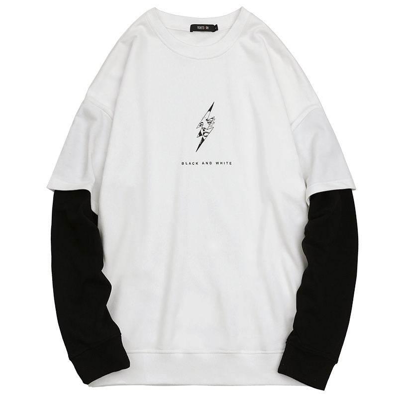 海德斯曼2019秋季新款白色卫衣男长袖圆领套头ins情侣款潮流15223
