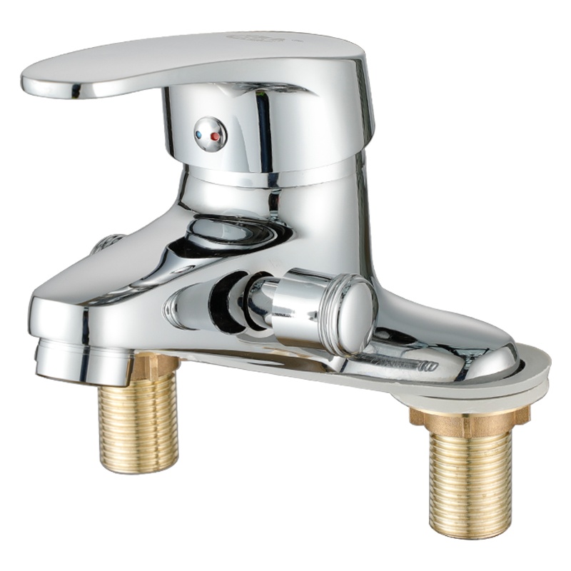 铜面盆双孔水龙头带淋浴花洒 洗脸池盆冷热双用洗澡龙头