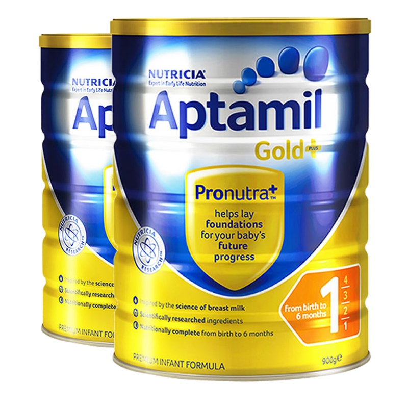 原装进口澳洲爱他美(Aptamil)金装配方婴幼儿牛奶奶粉1段(0-6个月)900g