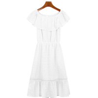 拉夏贝尔puella夏季新款复古甜美显瘦荷叶边镂空连衣裙女20010095