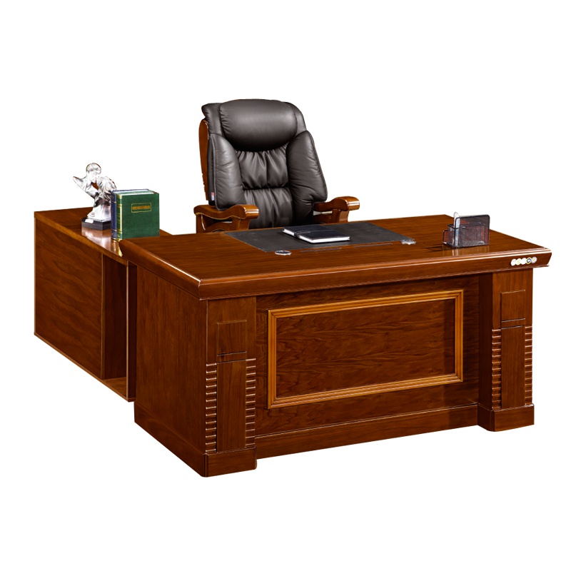 瑞丰杰 1.6米贴实木皮班台办公桌经理桌带侧柜活动柜 RJ-D1601