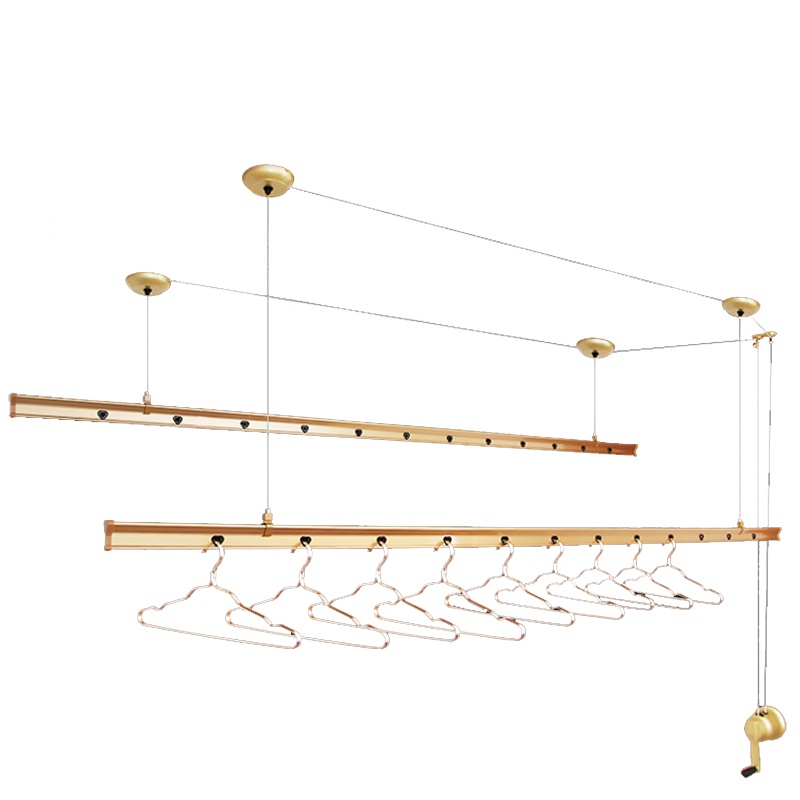 好太太(Hotata) 升降晾衣架 GW-6201B手摇式晾衣架 手摇升降 双杆家用室内阳台晾衣架 加厚晾衣杆