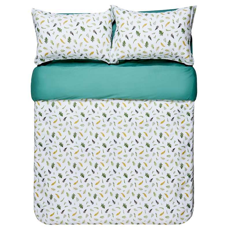 苏宁极物 归自然·绿意盎然全棉斜纹四件套床上用品纯棉床笠床单被套