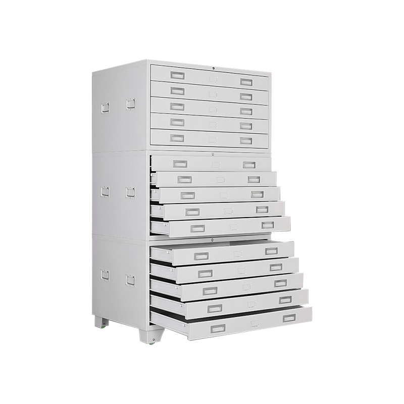 星岛钢制底图柜带锁工程设计图纸柜图纸抽屉文件柜收纳柜印刷菲林片柜子地图存画柜白色三节