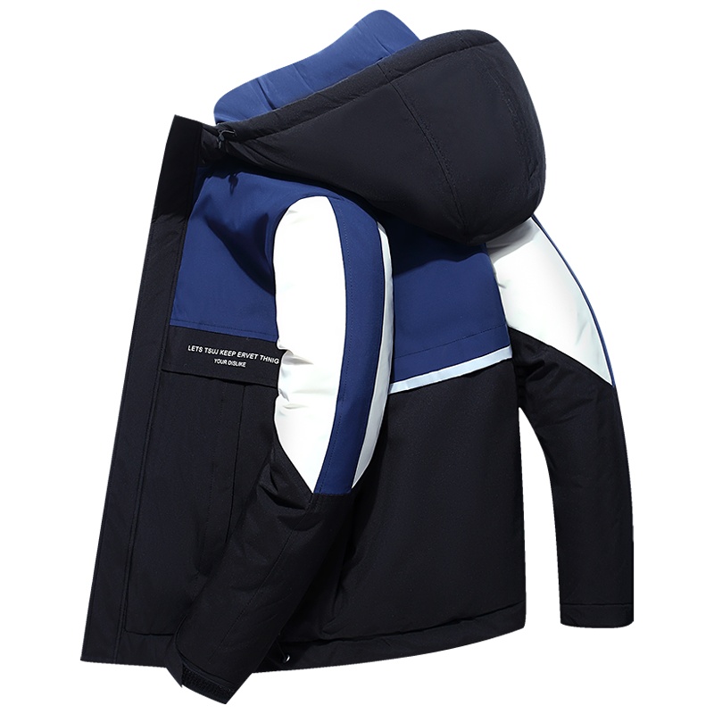 富贵鸟(FUGUINIAO)男装羽绒外套秋冬新款潮流拼接撞色保暖外套户外羽绒衣