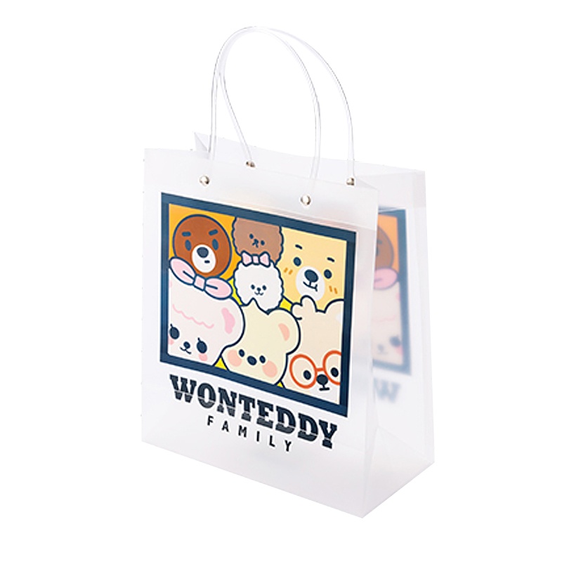 名创优品 (miniso) 奇萌泰迪系列礼品袋大号中号购物袋潮流个性大容量(中号 透明)