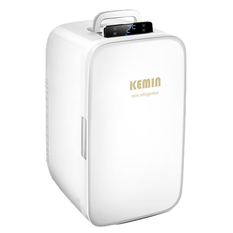 科敏K25车载冰箱迷你小冰箱小型制冷车家两用化妆品学生宿舍便捷式小型家用冷暖箱 单核-钢化玻璃门红白绿