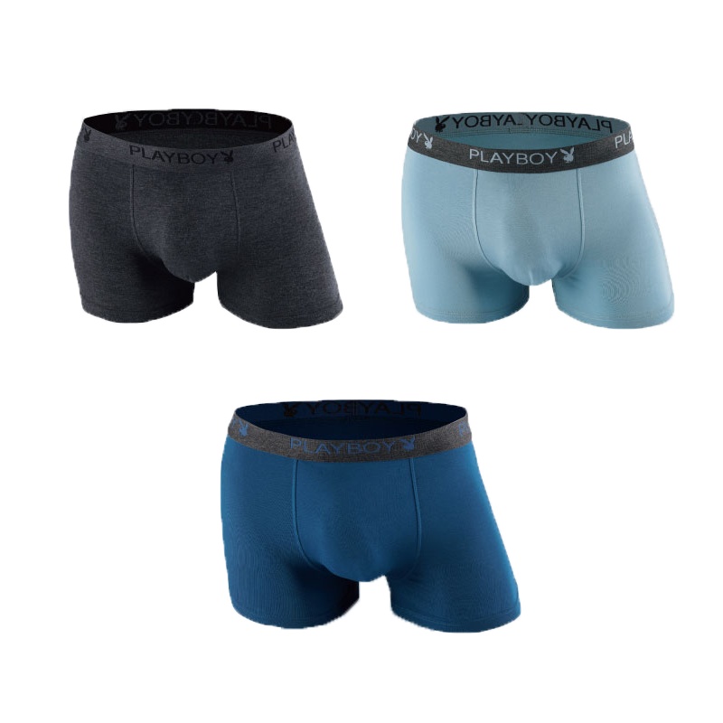 花花公子男士内裤男平角裤抗菌透气中腰四角裤 51021-3条装