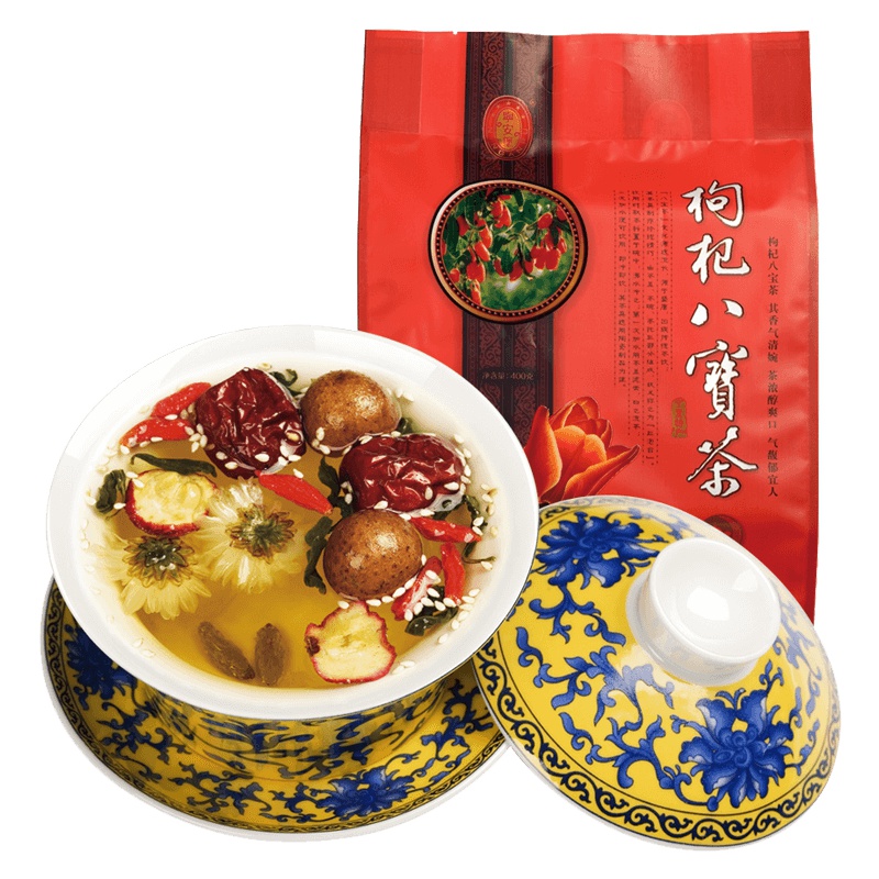 宁安堡宁夏枸杞子八宝盖碗三泡台茶叶桂圆红枣葡萄果干芝麻400g