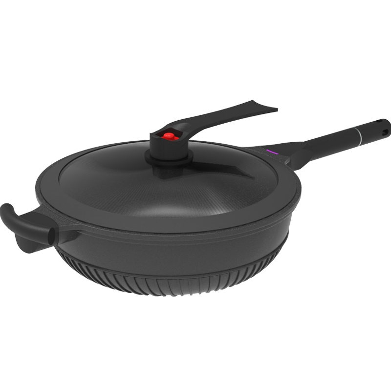 英国EWIWE 炒锅麦饭石不粘锅家用炒菜锅无油烟电磁炉燃气煤气灶通用平底煎锅33cm LsV6C