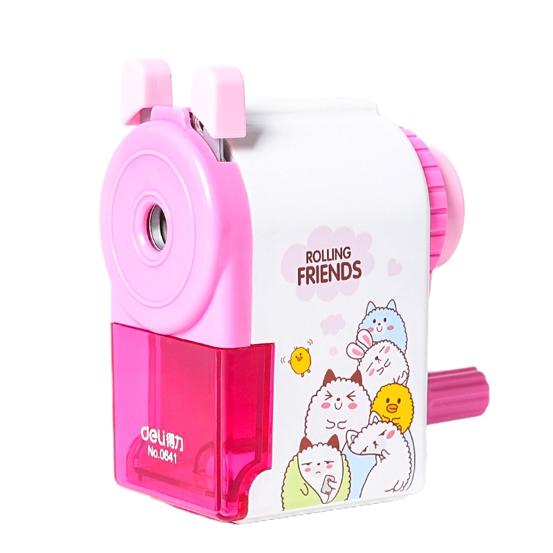 得力deli手摇削笔器0641 卷笔刀削笔刀转笔刀学生卡通文具用品 办公得力削笔机蓝色 粉色