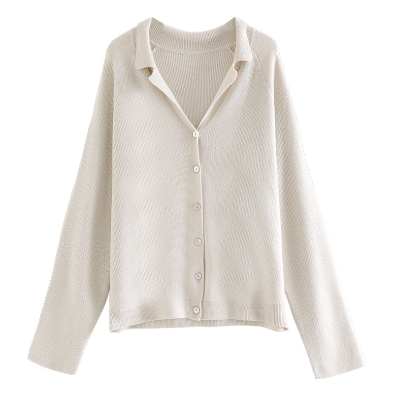 云上生活春装简约文艺V领长袖百搭女式针织衫