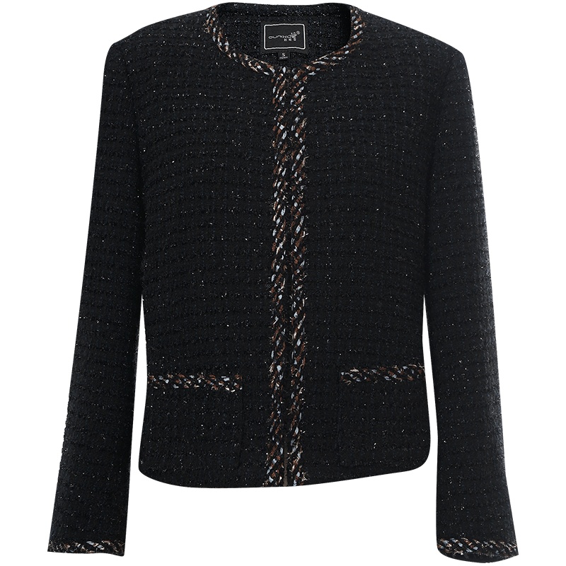 OUNIXUE欧昵雪 | [小香风粗花呢外套]秋冬季名媛气质圆领长袖短开衫上衣女