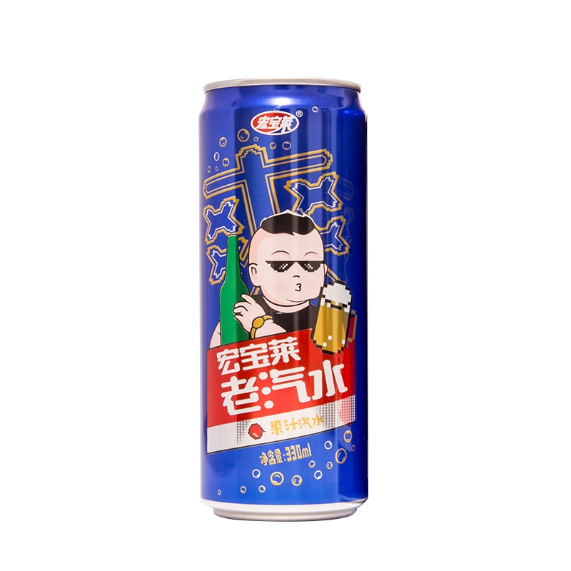 宏宝莱老汽水330ml*24听整箱批发什锦果味碳酸饮料