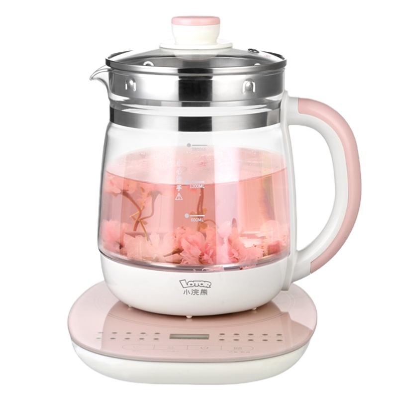 小浣熊 养生壶 H6 1.8L大容量全自动家用加厚 高硼硅玻璃 整圈发热烧水壶 多功能养生办公室小型茶壶煮茶器