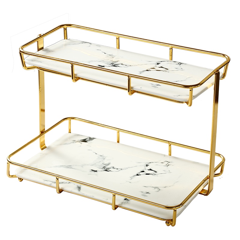 名高洗漱台置物架 卫生间双层桌面置物架镀金架