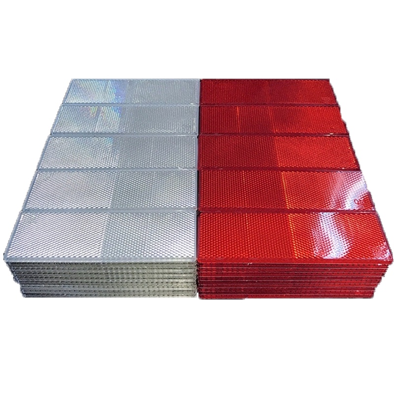 闪电客货车反光板汽车反光贴条车身夜间反光条警示标识交通反射器塑料块 无孔[红色50片+白色50片]