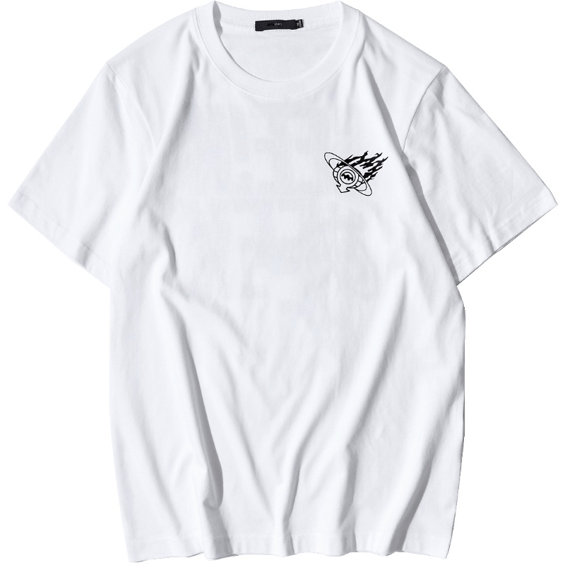 黑鲸印花短袖T恤2019夏季男装背部大字母印花短t男CNTBJ29127A