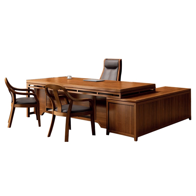 钜晟 新中式实木大班台2.8米主管桌胡桃木董事长办公桌JS-GLZB-2801