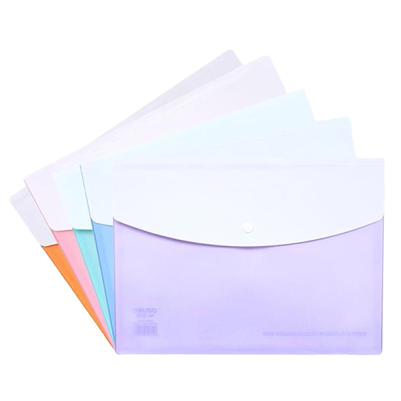 得力(deli)文件袋按扣彩色文件袋A4资料档案袋10个装 颜色随机10个