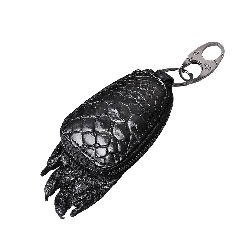 鳄鱼皮爪子钥匙包男士真皮腰挂拉链汽车遥控锁匙包YS190499H黑色
