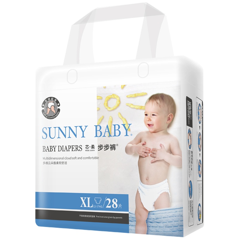 SunnyBaby自营芯柔亲肤干爽纸尿裤拉拉裤XL码加大号(12-17kg)28片透气轻薄新生儿婴儿步步裤尿不湿