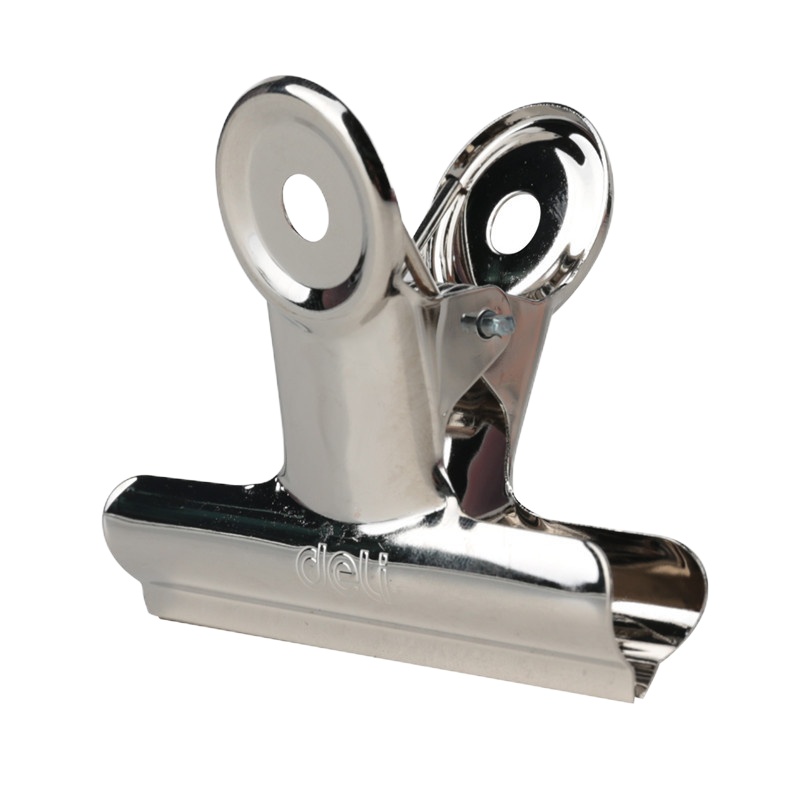 得力(deli)票夹不锈钢圆形票夹/资料整理夹 6只/包 64mm 9522