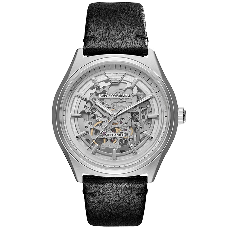 阿玛尼(EMPORIO ARMANI)手表 欧美品牌 全自动机械男士手表时尚皮带机械休闲简约 机械表 男 AR60003