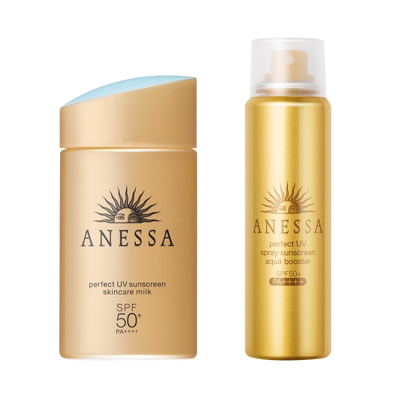 资生堂安热沙ANESSA小金瓶安耐晒防晒霜防水防晒喷雾 防晒隔离 金瓶防晒霜60ml+金瓶喷雾60ml