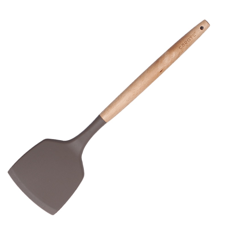 Carote硅胶铲子不粘锅专用炒菜铲厨房汤勺硅胶锅铲 灰色木柄锅铲