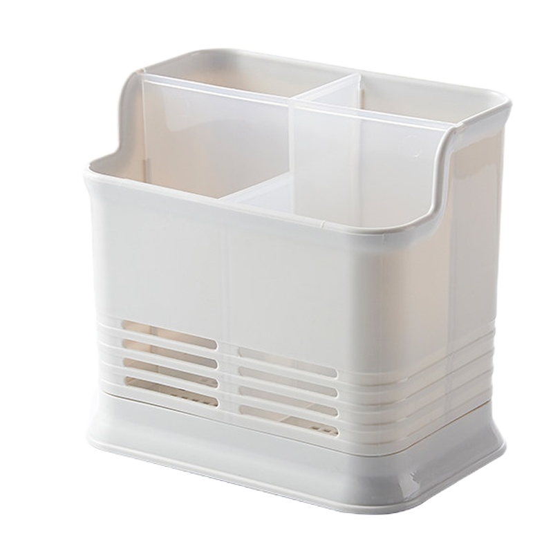 筷子笼家用台面立式筷子置物架沥水篓厨房多功能放勺餐具桶防尘 敬平 白色四格[带沥水盘]筷笼