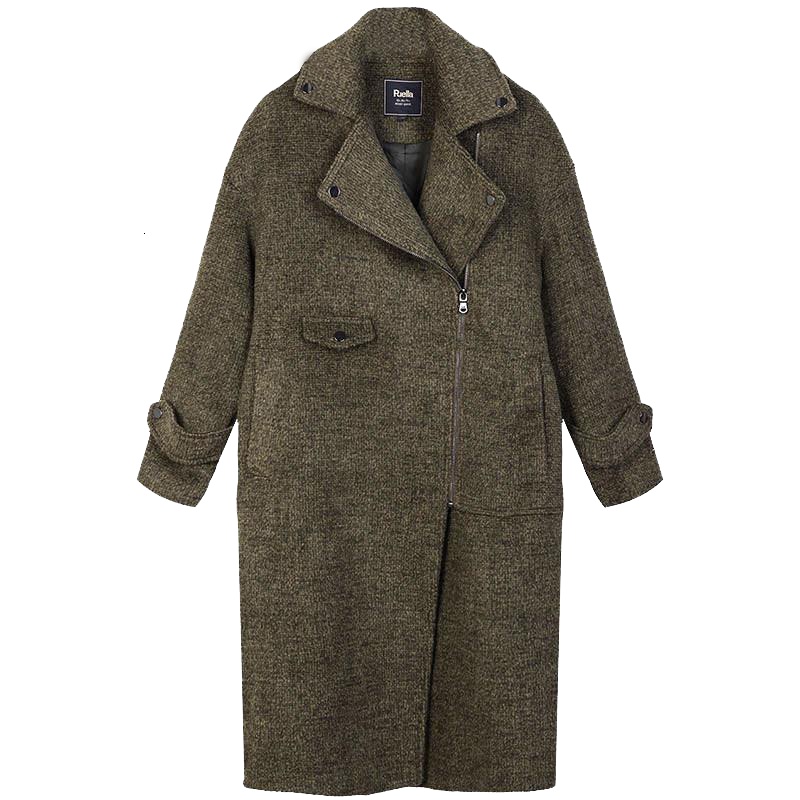 拉夏贝尔Puella秋冬新款时尚过膝显瘦中长款呢子大衣女20011385