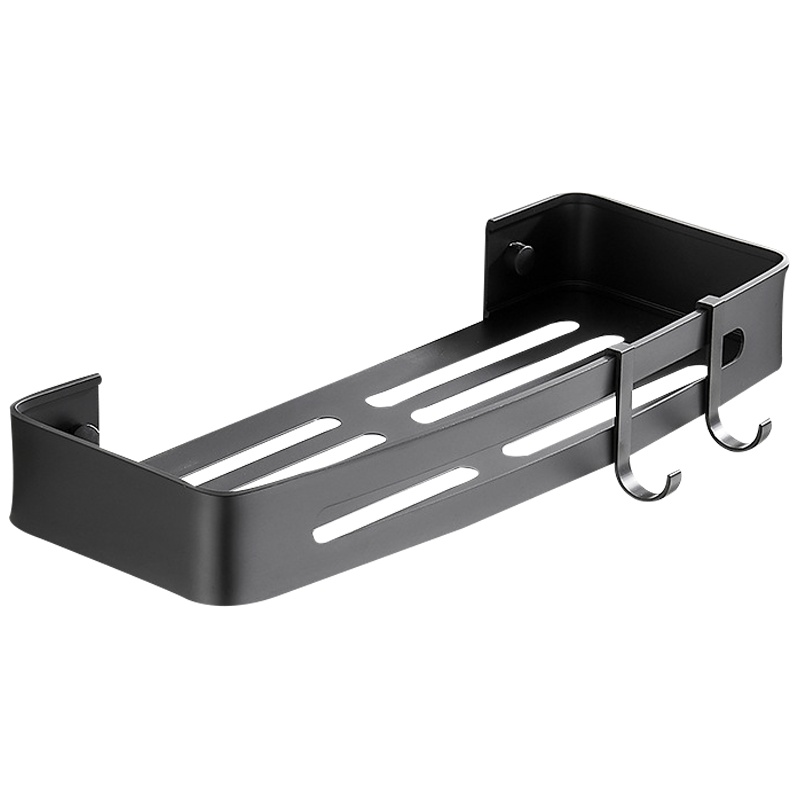 免打孔浴室置物架洗手间厕所转角卫生间丹乐(DANLE)太空铝黑色三角架卫浴挂件浴室角架