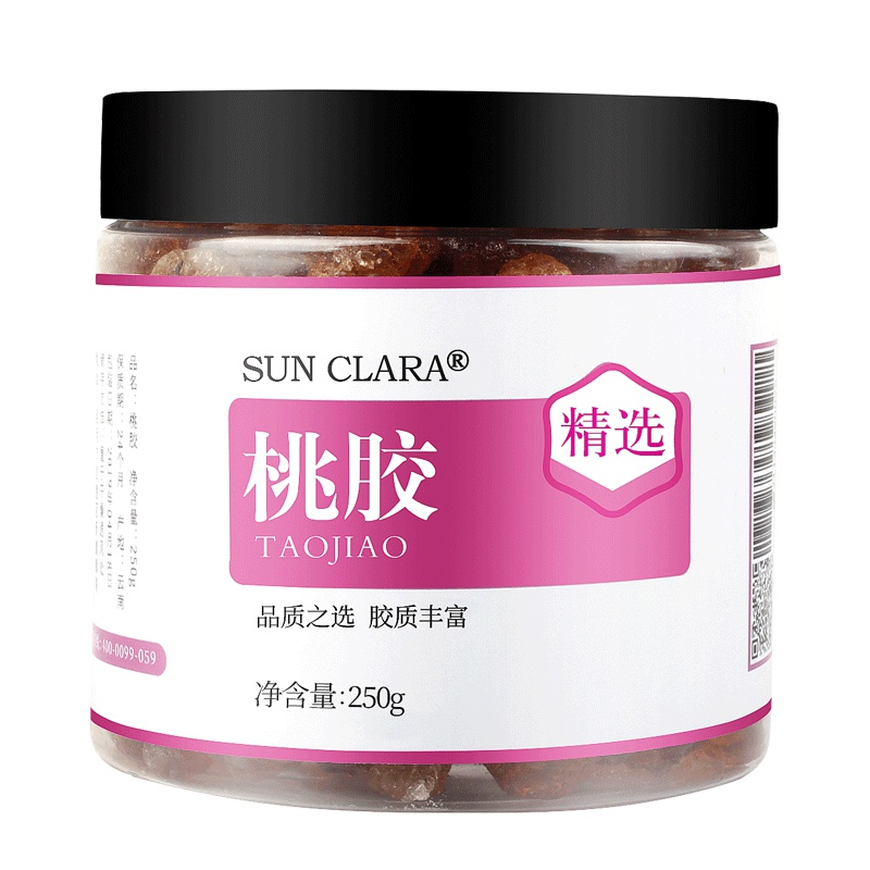 桑克拉(SUN CLARA)桃胶250g/瓶 桃花泪 桃树胶 精选桃胶手工精修可搭配银耳雪燕皂角米组合 养生茶饮 高泡发