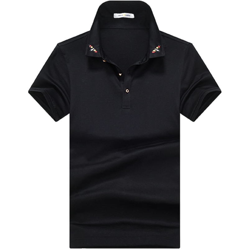 雅鹿男装夏季男式翻领纯色短袖T恤衫AC22EXTB00585